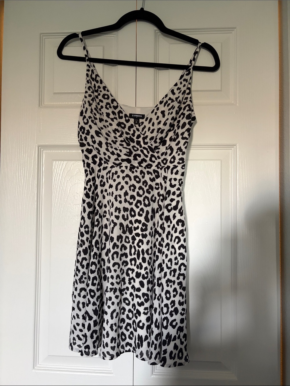 Express White and Black Leopard Print Slip Mini Dress